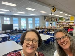 Mrs. Kronthal and Mrs. Chambers in the Sinclair Library